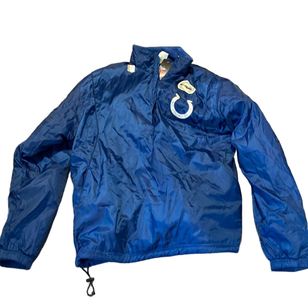 NFL Indiana Colts Blue Windbreaker Fleece Quarter Zip Reversible Jacket SIZE XL
